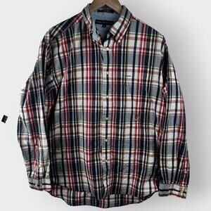 Tommy Hilfiger Shirt Size L Mens Casual Button Down Long Sleeve Crest Preppy Top